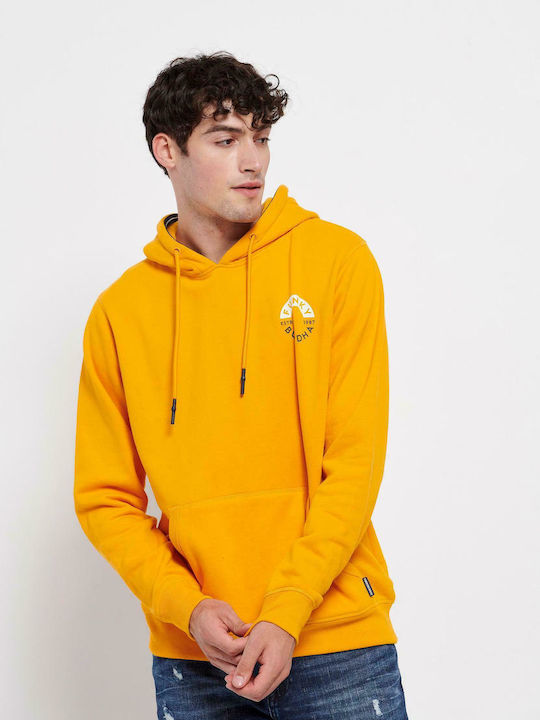 Funky Buddha Herren Sweatshirt mit Kapuze und Taschen Radiant Yellow