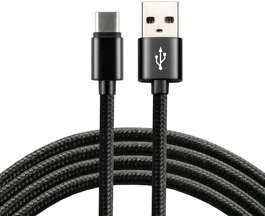 everActive CBB-1CB Braided USB 2.0 Cable USB-C male - USB-A Black 1m