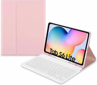 Tech-Protect Smartcase Plus Flip Cover Piele artificială cu Tastatură Engleză SUA Roz (Galaxy Tab S6 Lite 10.4)