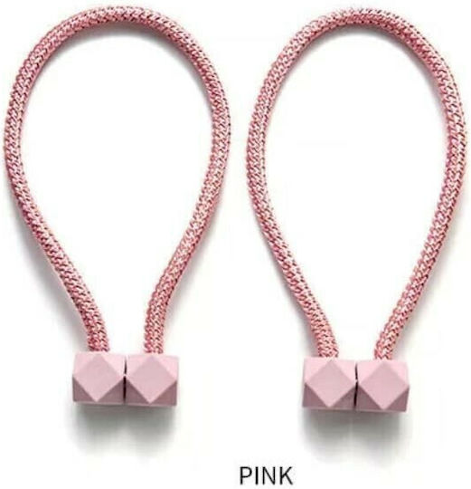 Rhombus Tie-Back Magnetic made of Fabric Pink 2pcs