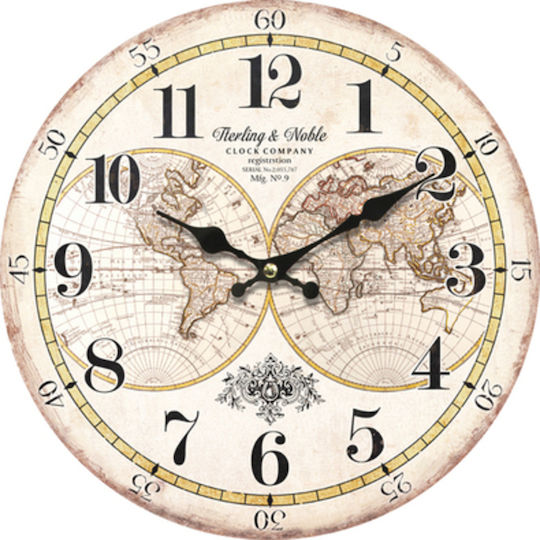 ArteLibre Antikes Wanduhr Hölzernes Ecru Ø58cm