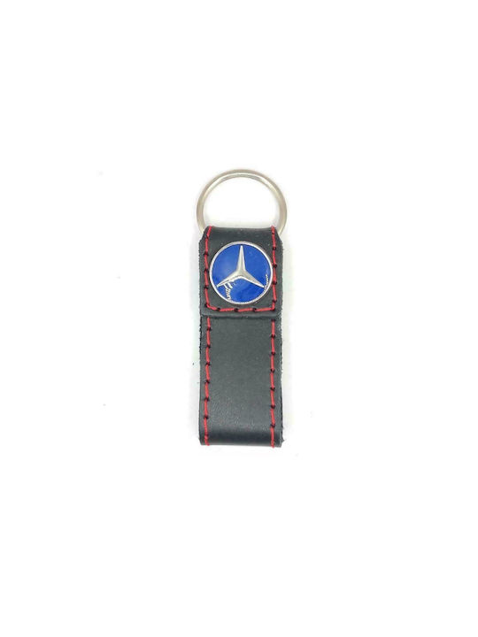 Leather key ring with enamel MERCEDES black-red 7656-k