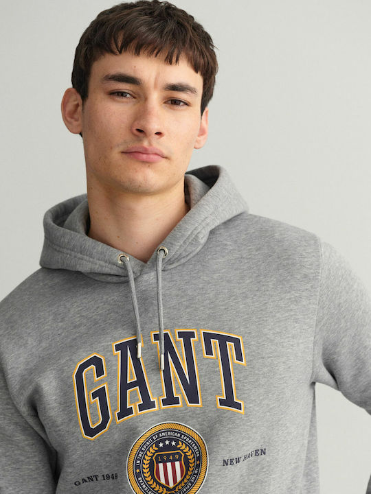 Gant Crest Shield Sweatshirt with Hood Grey Mel...