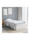Single Wooden White Bed with Slats for Mattress 75x190cm