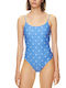 Wikini Polka Dot Open Back Swimsuit Chloe Light Blue