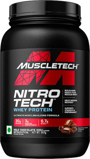 MuscleTech Nitrotech Whey Protein Protein Molke mit Kreatin & Geschmack Vollmilchschokolade 908gr