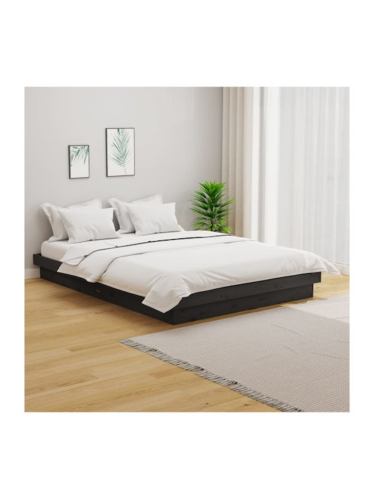 Bett Halb-Doppelbett aus Massivholz Gray mit La...