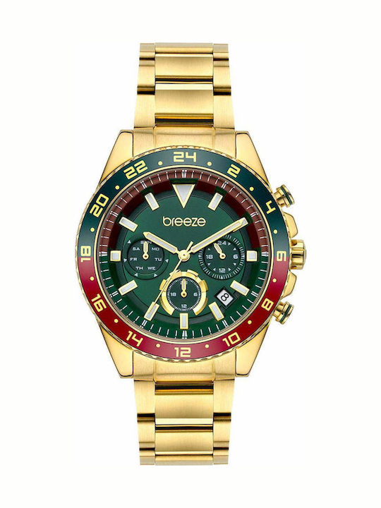 Breeze Defacto Damen Uhr Chronograph mit Gold M...