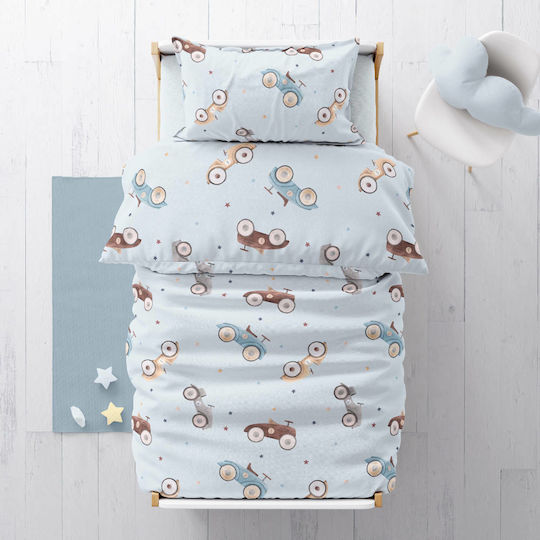 Borea Kinderdecke Einzel Auto Hellblau 160x240cm
