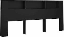 vidaXL Tăblie De Pat Din Lemn Neagră 220x104.5cm