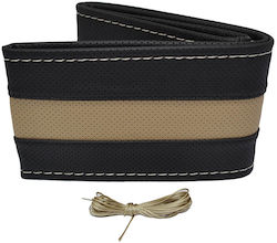 Otom Auto-Lenkradabdeckung Otom Stitching Maßgeschneidert mit Durchmesser 37-39cm aus Kunstleder Schwarz mit Beige Naht Otom Auto-Lenkradabdeckung Otom Stitching Maßgeschneidert mit Durchmesser 37-39cm aus Kunstleder Schwarz mit Beige Naht