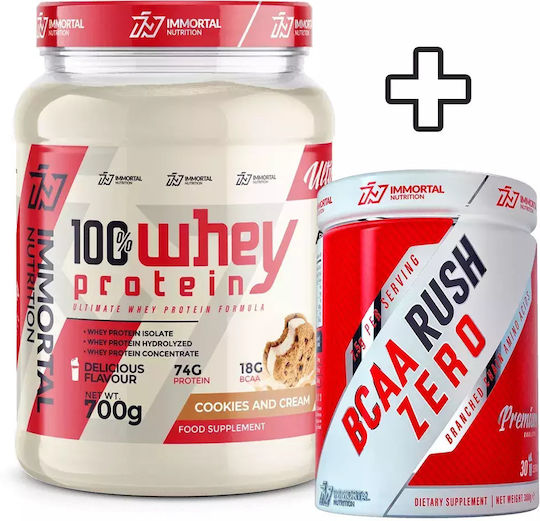 Immortal Nutrition 100% Whey Protein 700gr Cookies & Cream & BCAA Rush Zero 300gr Lemon