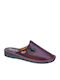 Leather Winter Women's Slippers Burgundy