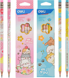 Deli Pencil 2B Set with Eraser 12pcs