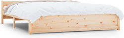 Κρεβάτι Υπέρδιπλο από Μασίφ Ξύλο Φυσικό με Τάβλες για Στρώμα 160x200cm