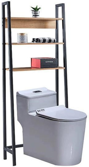 Next Floor Bathroom Shelf Metallic with 3 Shelves 64x25x156cm Black