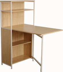 Γραφείο με Βιβλιοθήκη Rimbo Ξύλινο με Μεταλλικά Πόδια Λευκό / Φυσικό 62.3x30x124εκ.