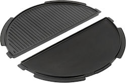 Big Green Egg Half Moon Cast Iron Plancha Griddle Backblech Beidseitig mit glatter & geriffelter Oberfläche aus Gusseisen 45.7x45.7cm