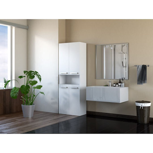 Topeshop Nel 2K DK Badezimmersäule Boden H60xB30xH174cm Weiß