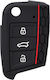 Silicone Car Key Cover Case with 3 Buttons for Seat / Skoda / VW Black