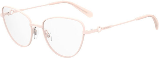 Moschino Weiblich Metallisch Brillenrahmen Katzenauge Rosa MOL608/TN 8KJ
