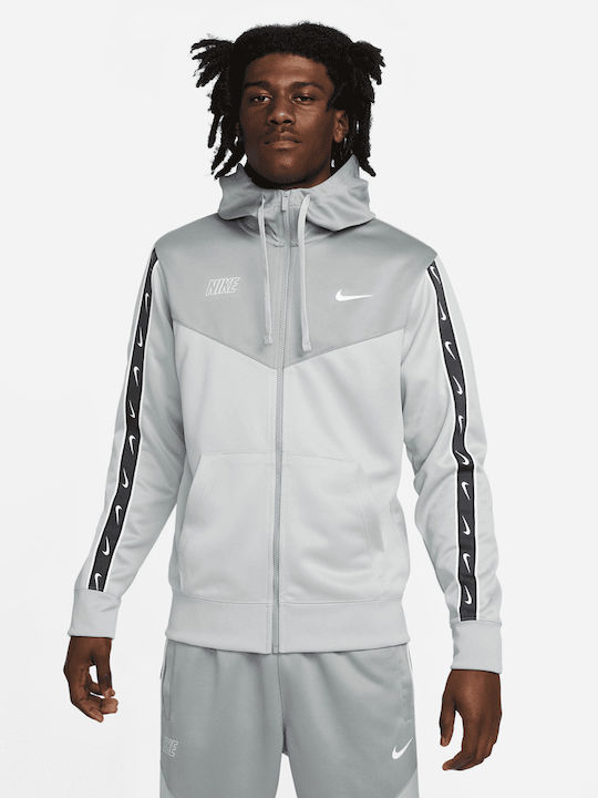 Repeat Swoosh Ανδρική Ζακέτα με Κουκούλα Λευκή