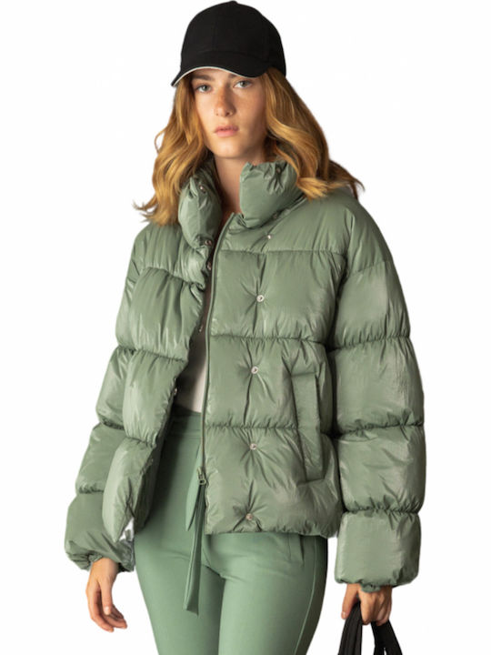 Biston Kurz Damen Puffer Jacke für Winter Grün