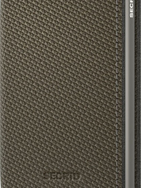Slimwallet Carbon Leather Men's Wallet Cards with RFID and Slide Mechanism Khaki