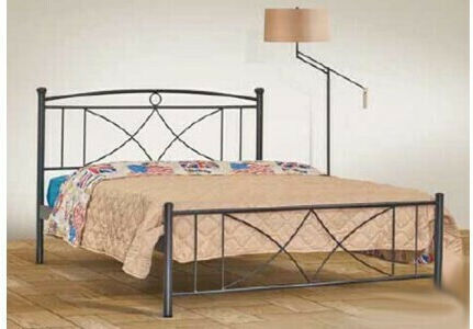 Sikinos Bed Single Metal Rust with Slats & Mattress 90x190cm