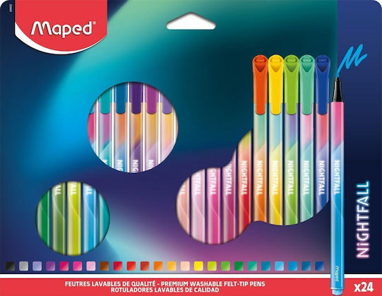 Maped Nightfall Μαρκαδόροι Ζωγραφικής Λεπτοί Σετ 24 χρώματα