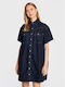 Western Sommer Mini Hemdkleid Kleid Marineblau