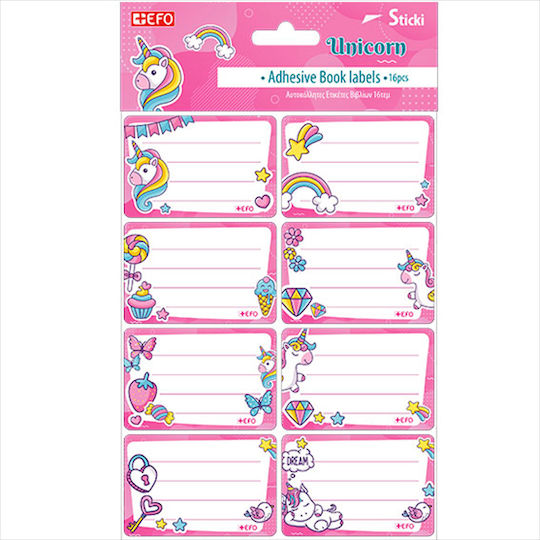 +Efo Notebook Labels Unicorn 16pcs