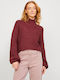 Jack & Jones Women's Long Sleeve Sweater Turtleneck Burgundy