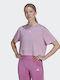 Adidas Aeroready Studio Women's Athletic Crop Top Short Sleeve Fast Drying Bliss Lilac