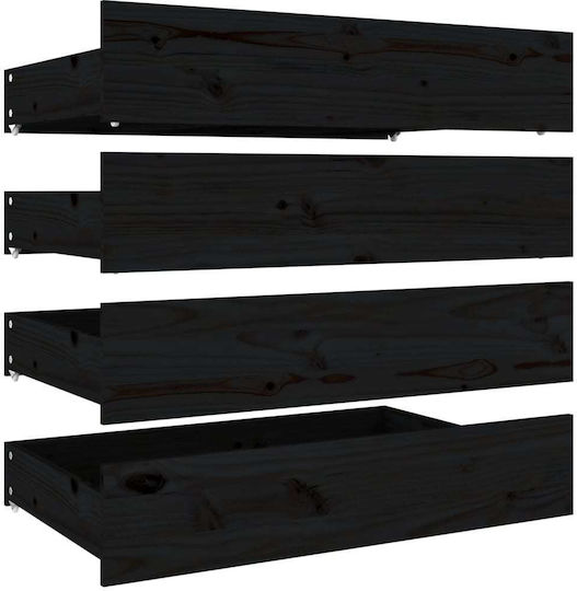 vidaXL Sertar de pat din Lemn cu Roți în Culoare Negru 95x57x18cm 4buc
