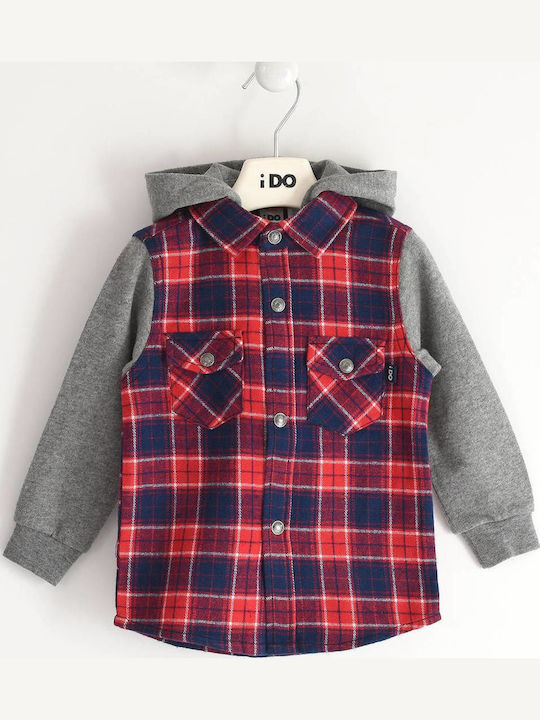Kids Checked Shirt Long Sleeve Red
