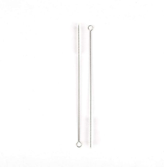 Karan ES210112-06 Metallic Cleaning Brushes with Handle Silver 2pcs
