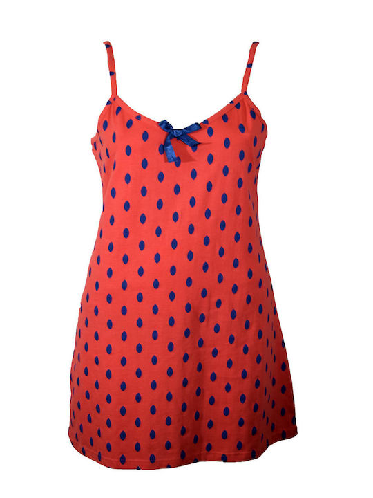 KEI Nightdress short cotton polka dot Red