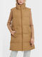 Vero Moda Lung Jachetă de femei Fără mâneci Puffer pentru iarnă Tigers Eye
