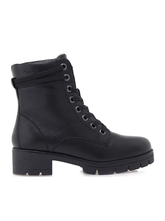 Leder Stiefeletten Damen Schwarz