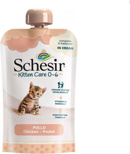 Schesir KItten Care 0-6 Cream Wet Food for Young Cats in Pouches with Chicken Grain-Free 150gr