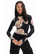 Long Sleeve Bodysuit Pacs Slim Fit Black