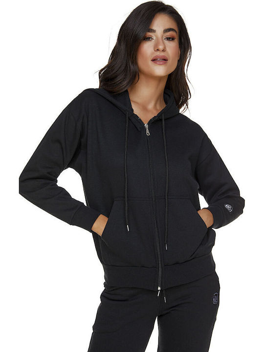 Women's Sweatshirt Jacket Hooded Black