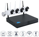 GloboStar Integriertes CCTV-System Wi-Fi mit 4 Drahtlosen Kameras 1080p