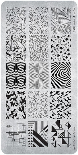 Magnetic Nail Design Stamping Plate Knock Me No46 Стикери с дизайн за Нокти в Черен Цвят