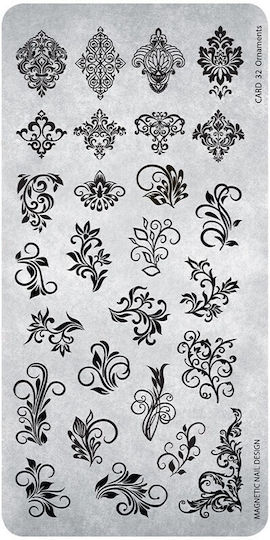 Magnetic Nail Design Stamping Plate 32 Ornaments Aufkleber mit Design, Kunstaufkleber für Nägel in Schwarz Farbe