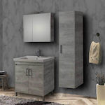 Martin Savina 80 Bench with Washbasin & Mirror L78xW44xH72cm Cupboard Cement