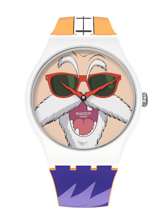 Swatch Dragonball Z Ανδρικό Ρολόι 41mm Μπαταρίας με Καουτσούκ Λουράκι Kamesennin