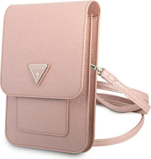 Guess Saffiano Triangle Sock & Pouch Pink