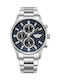 Police Tauriko Herrenuhr 45mm Chronograph Batterie mit Silber Metallarmband